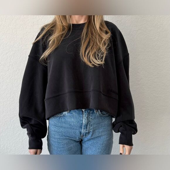 Lululemon Soft Ambitions Black Cropped Crewneck Sweater - Size XL/L - Picture 3 of 7